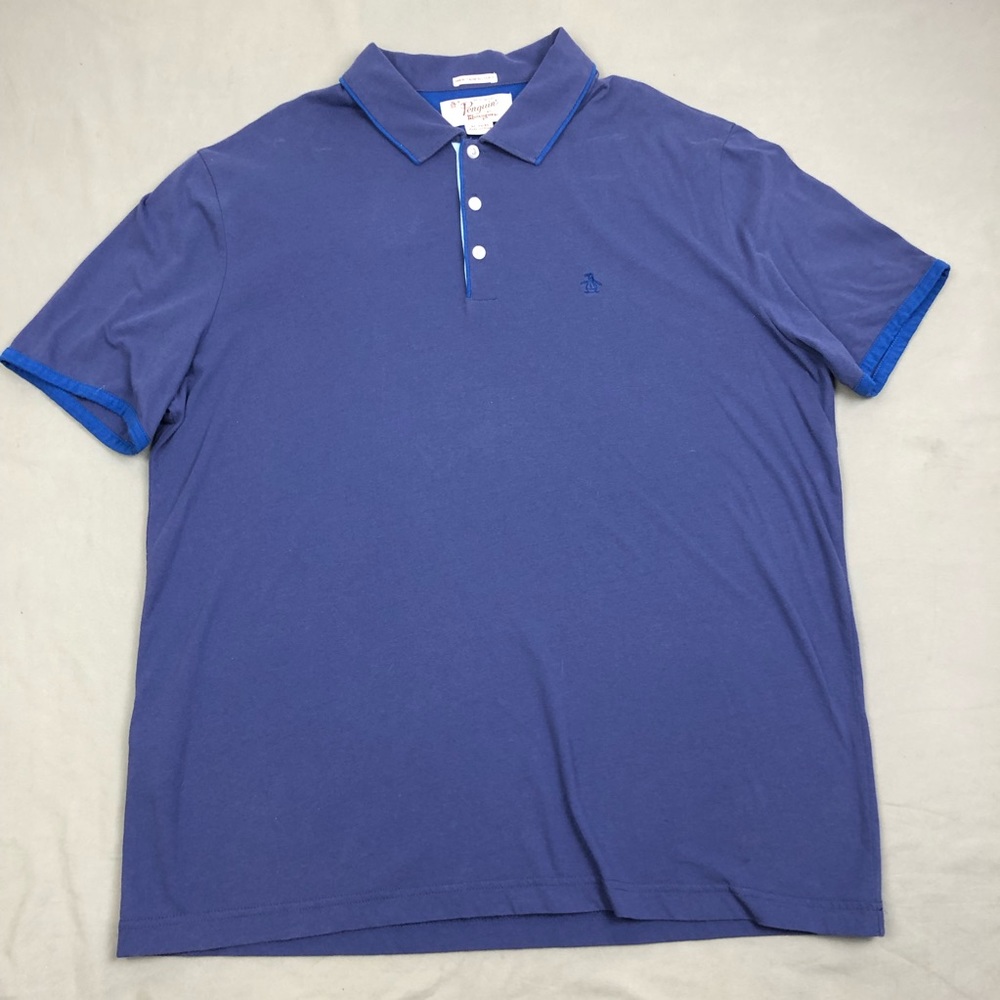 Penguin Mens Polo Shirt XL Heritage Slim Fit Blue